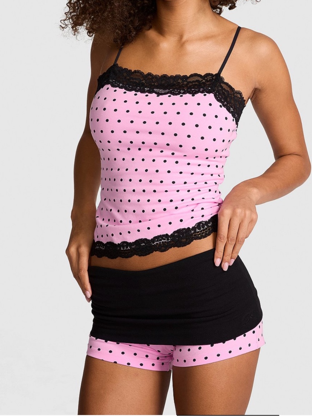 VS PINK FRANKIE’S BROOKLYN COTTON SHORTS & STELLA TANK TOP IN PINK DOT XXL